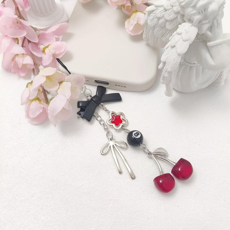 cioatu 1-4PCS Cute Phone Charms Aesthetic Y2K Cell Phone Charms Strap Pink Strawberry Butterfly Star PhoneCharm Y2K Accessories for Bag Keychain Airpods Camera Pendants Decor - Image 2